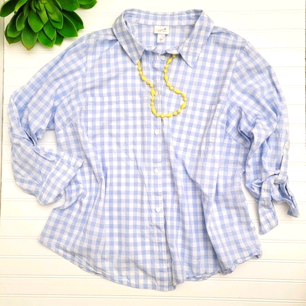 Baby Blue Plaid Button Up Shirt